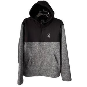 Spyder Men’s Racer Sweatshirt Hoodie Pullover 1/4 Zip Charcoal Grey Black Sz M